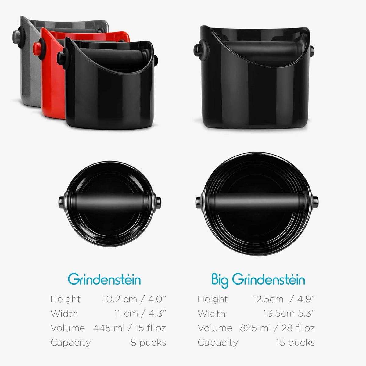 Dreamfarm Big Grindenstèin Sturdy, Compact, Modern Space-Saving Espresso Coffee Grind Knock Box -Black