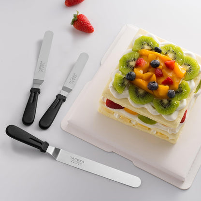 Tacgea Icing Spatula, Angled Offset Cake Spatula with 6", 8", 10" Stainless Steel Blade Set of 3