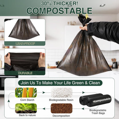 Small Bathroom Trash Can with Lid Soft Close, 1.8 Gallon Stainless Steel Garbage Can with Removable Inner Bucket,80Count Trash Bags, Slim Step Pedal Trash Bins