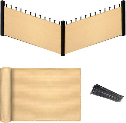 Eden's Decor Balcony Privacy Screen Beige 2'6"x 48' Cover Mesh Windscreen Weather-Resistant UV Protection for Backyard Deck, Patio, Balcony, Pool, Porch, Fence, Railing, Gardening