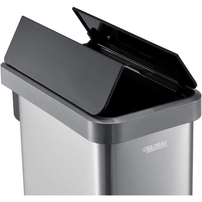 Global Industrial 12 Gallon Stainless Steel Slim Trash Can, Rectangular Butterfly Step-On