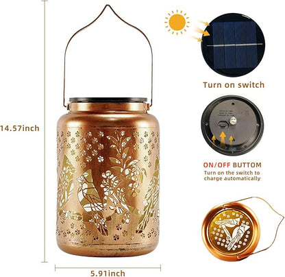 Mothers Day Gifts Cardinal Solar Lanterns Outdoor Waterproof, 14.6'' Large Solar Lamps, Upgraded 2000mAH Battery, Metal Birthday Gifts for Women Mom Grandma, Garden Yard Patio Decor