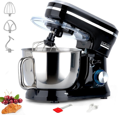 Household Stand Mixer with 6.5 Quart Bowl, Electric Food Mixer 10+p Speeds 660W, Kitchen Tilt-Head Bread Dough and Cake Mixers with Dough Hook, Whisk