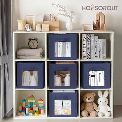 Homsorout Storage Cube 11 Inch - Cube Storage Bins with Window, Closet Storage Baskets with Handle, Fabric Bins for Closet, Shelves, Toys, Clothes, Set of 10, Navy Blue