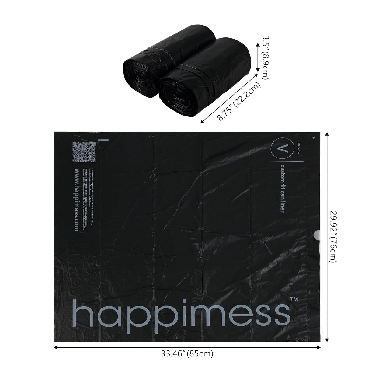 happimess HPM3000V-BLACK 30 Gallon Drawstring Unscented Trash Can Liner for Business Home Kitchen Commercial and Industrial Black (100-Count, 4-Rolls of 25 Liners)