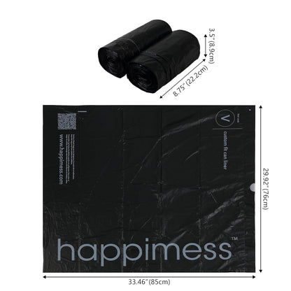 happimess HPM3000V-BLACK 30 Gallon Drawstring Unscented Trash Can Liner for Business Home Kitchen Commercial and Industrial Black (100-Count, 4-Rolls of 25 Liners)