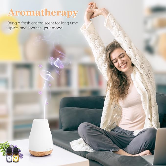 Aromatherapy Essential Oil Diffuser for Room: Air Humidifier Aroma Scent Cool Mist Diffusers Colorful Light Cute Mini Small Waterless Auto Off Ultrasonic for Home Bedroom