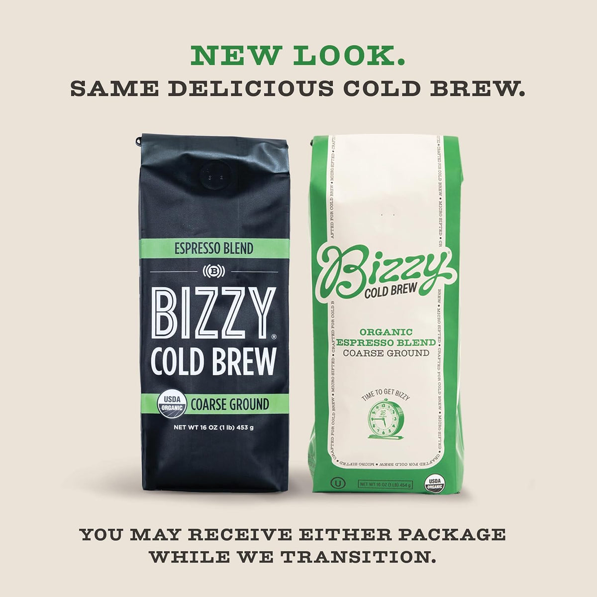 Bizzy Organic Cold Brew Coffee, Espresso Blend, Coarse Ground Coffee, Medium-Dark Roast, Micro Sifted, Specialty Grade, 100% Arabica, 1 LB