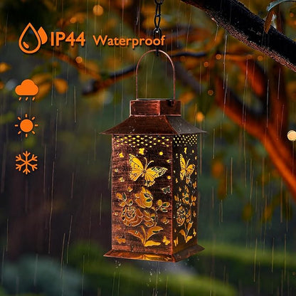 Homemory Butterfly Solar Lanterns Outdoor Waterproof, Birthday Gifts for Women Mom Grandma, LED Metal Decoration for Outside, Yard, Backyard, Porch, Lawn