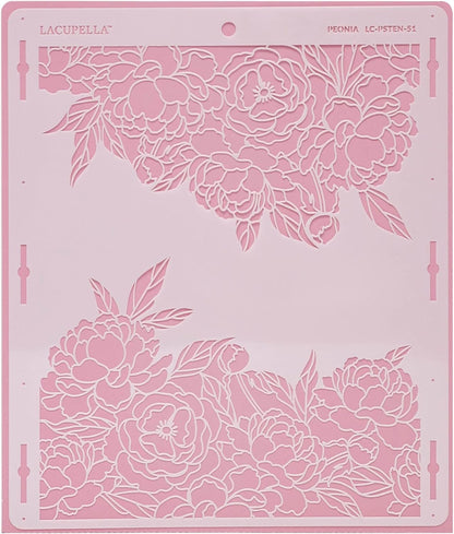 Large Cake Decorating Stencil (Peonia) Peony Flower Pattern