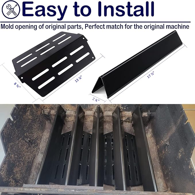 Heat Deflector Flavorizer Bars Porcelain Steel Gas Grill Replacement Parts for Weber Genesis 300 Series E310 E320 E330 S310 S320 S330 EP/CEP-310 EP/CEP-320 EP/CEP-330, 17.5 inch Heat Shield Plates