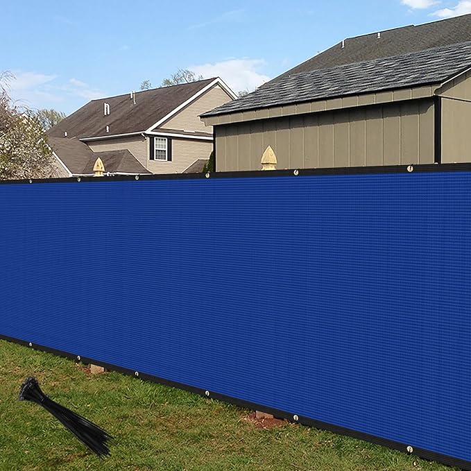 ECOOPTS 4'x184' Privacy Fence Screen Windscreen with Copper Grommets, Fit for Commercial Fence and Residential Garden Outdoor 90% UV Blockage, Cable Zip Ties Included (Blue)