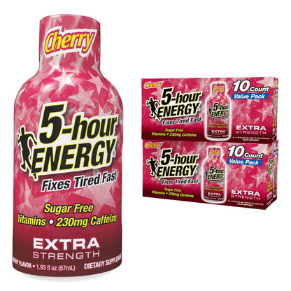 5-hour ENERGY Extra Strength Energy Shot, Cherry Flavor,1.93oz, 20-Pack, Zero Sugar