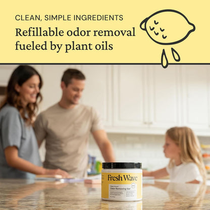 Fresh Wave Lemon Odor Removing Gel, 15 oz., Pack of 2 - Safer Odor Absorbers for Home, Natural Plant-Based Odor Eliminator, Every 15 oz. lasts 30-60 Days, For Cooking, Trash & Pets
