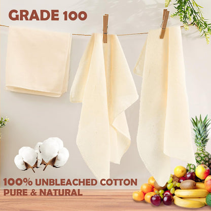 20Pcs Reusable Cheesecloth for Straining 20x20 Inch,100 Grade Cheese Cloths Hemmed Edges, 100% Unbleached Cotton Cheese Cloth