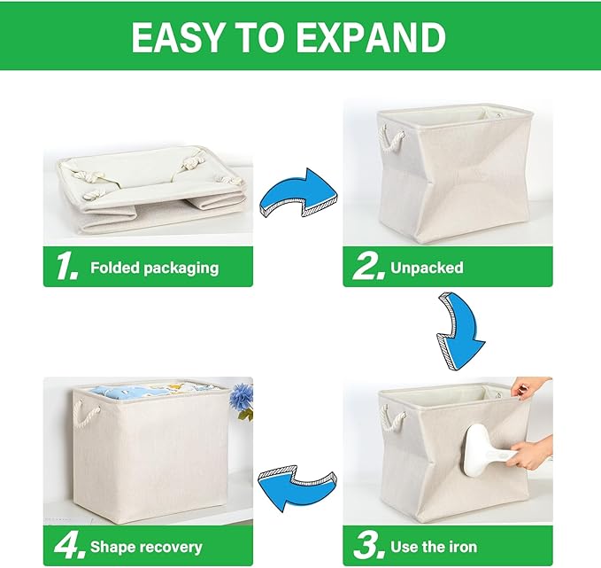 Bidtakay Extra Large Storage Baskets for Organizing Clothes Storage Bins 3 Pack Fabric Storage Bins for Shelves Linen Collapsible Organizer for Closet-Light Biege