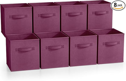 Sorbus Fabric Storage Cubes - 8 Foldable Storage Bins for Organizing Pantry, Cubbies, Toy Box - Clothes Storage & Closet Organizer - 11 Inch Collapsible Cube Baskets for Shelves with Handle