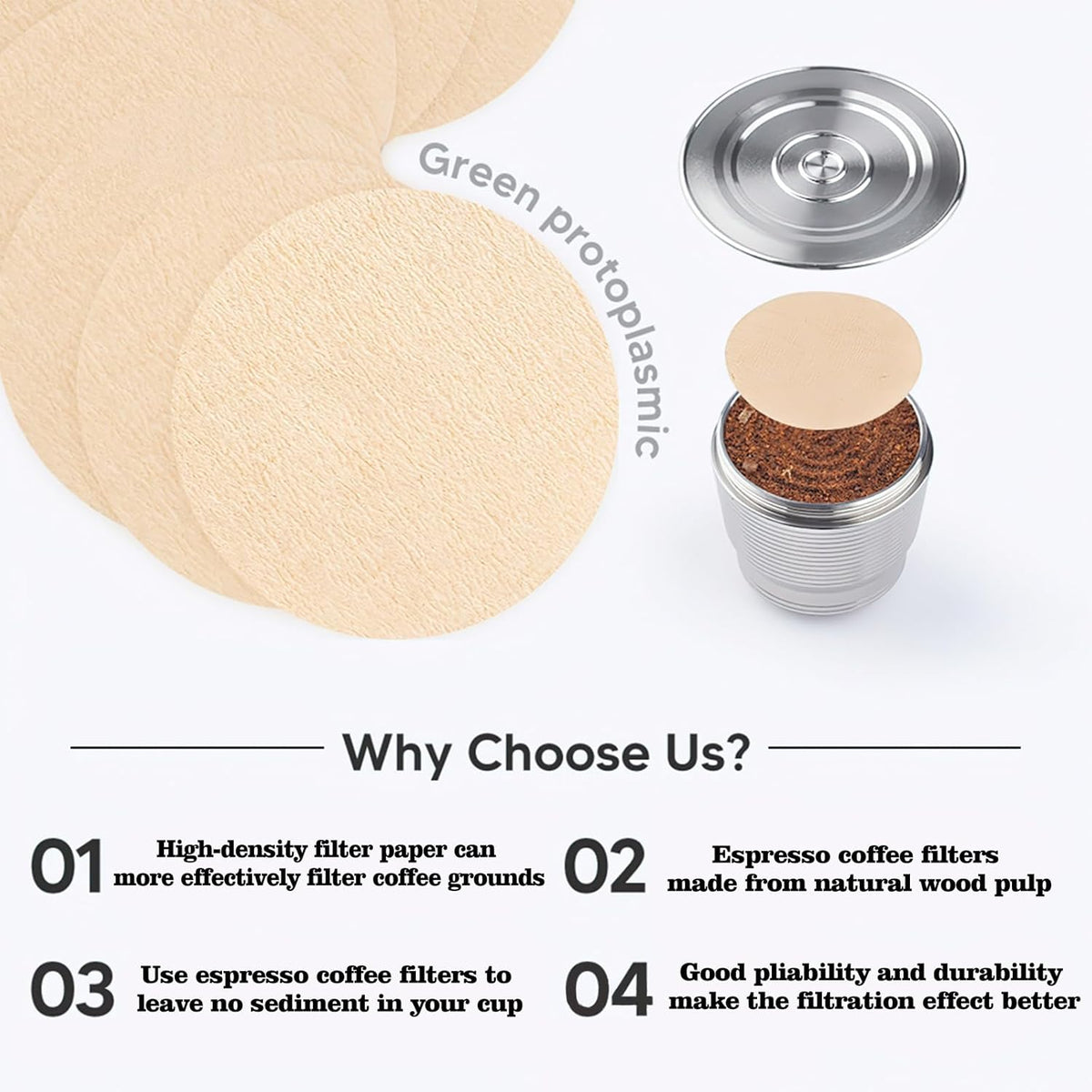 800 Count Espresso Coffee Filters, 53 mm Unbleached Round Coffee Paper Filter for Espresso Machine