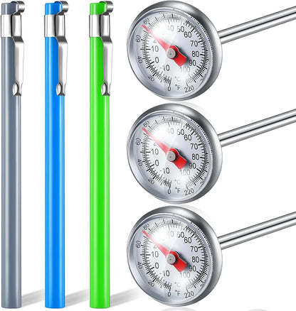 Xuhal 6 Pcs Stainless Steel Kitchen Dial Thermometer 5",Gray,Green,Blue