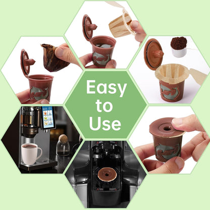 Aussen Disposable Coffee Paper Filters, Fits All Reusable K-Cup Coffee Pods | Replacement Kerig Filter, Works with Keurg Brewers Reusable Single Serve 1.0 &amp; 2.0, Tear Resistant, Natural with Lid, 200 Ct