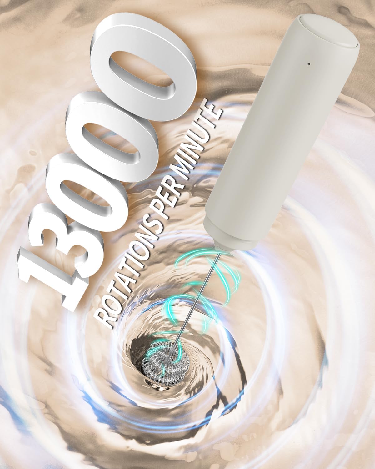 Circle JOY Portable Rechargeable Milk Frother Hanheld, Dual Spring Whisk Electric Coffee Frother Wand Drink Mixer for Matcha Lattes Cappuccino