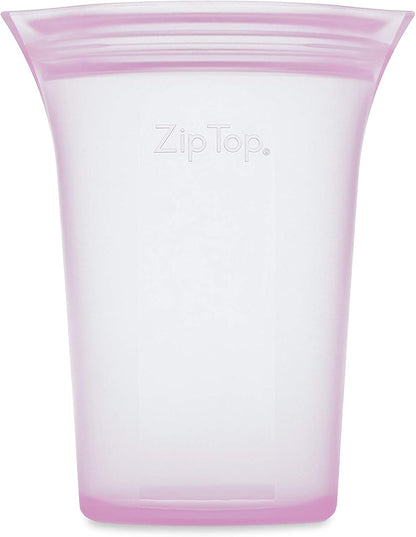 Zip Top Reusable Food Storage Bags, Medium Cup [Lavender], Silicone Meal Prep Container, Microwave, Dishwasher and Freezer Safe, Made in the USA