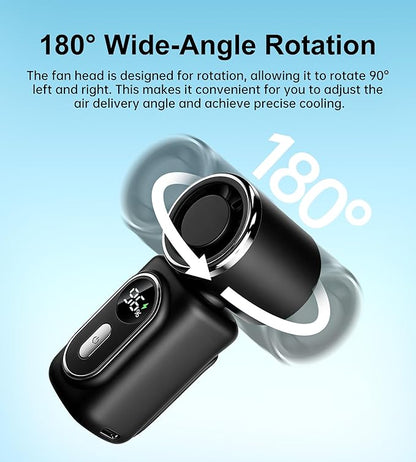 Portable handheld small fan, with built-in fixed clamp, featuring 6-speed adjustable high-speed personal fan, LED display screen, rechargeable, suitable for use in makeup, travel, indoor and outdoor