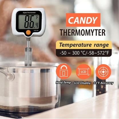 Candy Thermometer for Candy Making with Pot Clip,Best Instant Read Thermometer Digital for Cooking, Baking, Candy and Cheese Making – 10 Inch Probe