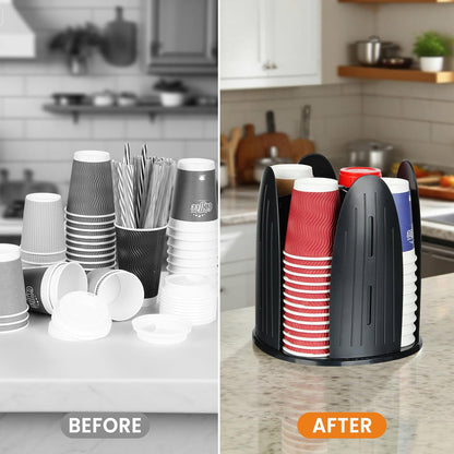 Cup and Lid Organizer,Paper Cup Dispenser Disposable Coffee Cup Dispenser Removable Cup Holder for Bathroom,Countertops, Kitchen, Office