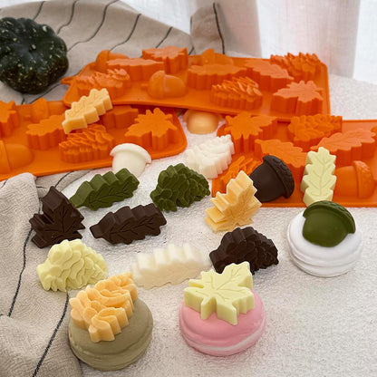 3Pack Fall Chocolate Mold Thanksgiving Silicone Candy Molds Halloween Autumn Harvest Festival Baking Mold Chestnuts, Pine Cones