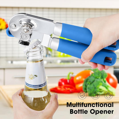 Beneno Can Opener Manual with Magnet, Hand Held Heavy Duty Can Opener with Durable Sharp Blade Smooth Edge, Big Effort-Saving Knob