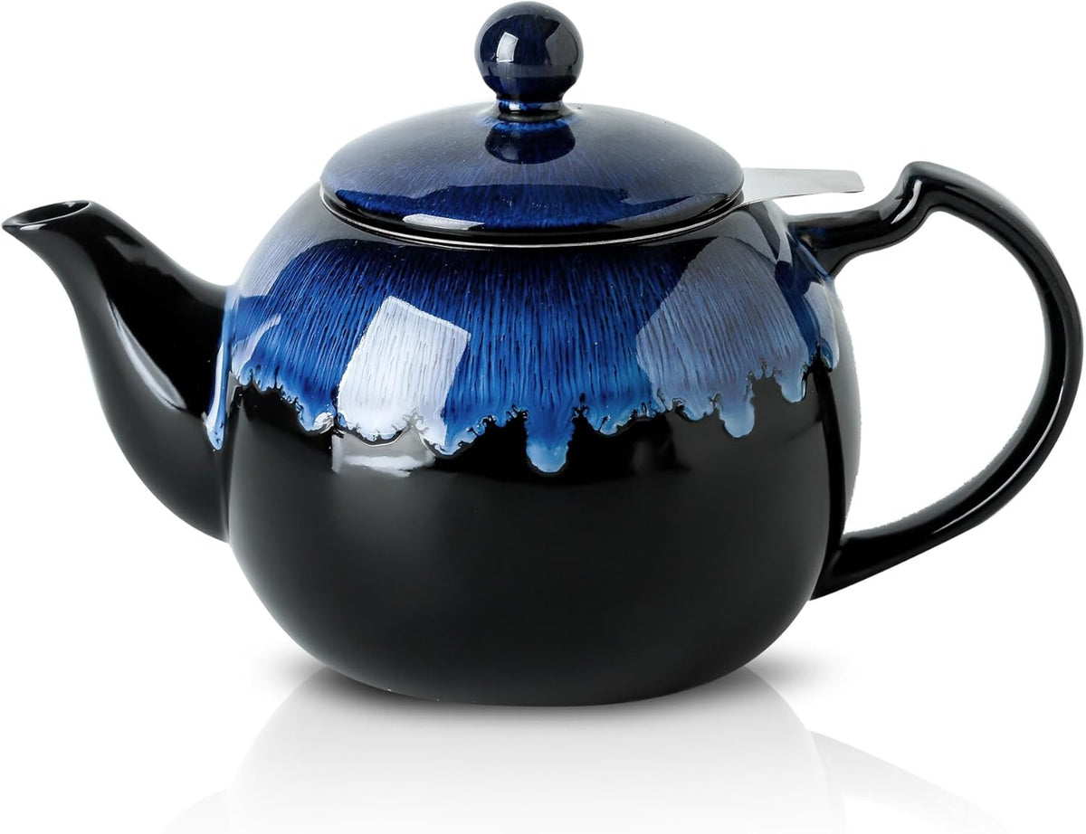 Koov Tea Pot with Infuser for Loose Tea, 34 ounce Ceramic Teapot with Infuser, Enough For 6 Cups, Tea Pots with Tea Strainers for Tea Party