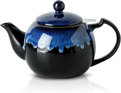 Koov Tea Pot with Infuser for Loose Tea, 34 ounce Ceramic Teapot with Infuser, Enough For 6 Cups, Tea Pots with Tea Strainers for Tea Party