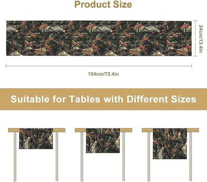 Camouflage Forest Trees Table Runner, Rustic Camouflage Hunting Camp Mossy and Oak Table Runner for Kitchen Dining Banquet Party 13x120in