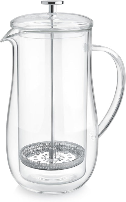 Teabloom Insulated Double-Walled Glass French Press – 100% Plastic-Free Tea & Coffee Press for Pure, Rich Flavor, 34 oz Precision Brewer
