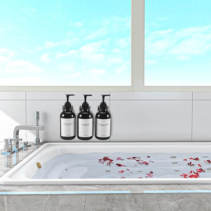 Shampoo and Conditioner Dispenser for Shower Wall 3 Chamber,Refillable Shampoo and Conditioner Bottles with Waterproof Labels,Soap Dispenser with Pumps