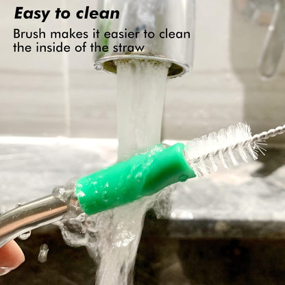 (4 Pack) Stainless Steel Straws Long Metal Straws with Cleaning Brush, Removable Filter, Size 8.26 * 0.35 inches
