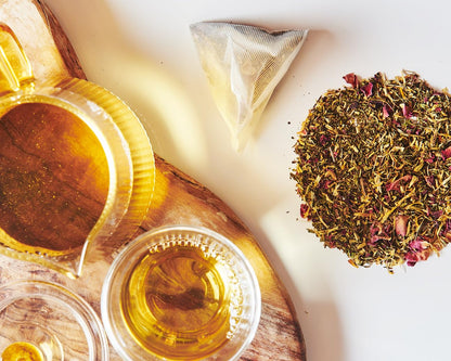 Grace Farms Organic SPEARMINT ROSE Herbal Tea (100 Enveloped Pyramid Sachets w/ String & Tag) | Naturally Sweet, Stress Relieving and Caffeine Free | Organic, Fair Trade and Kosher Certified | Delicious Iced Tea | Gives Back 100% of Profits