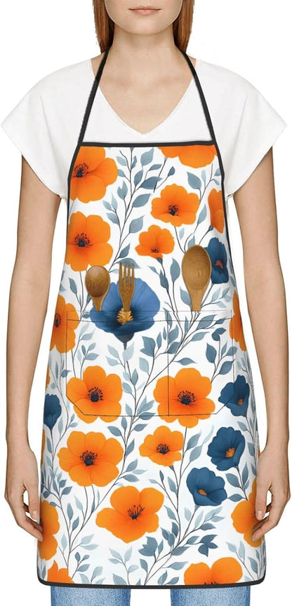 Women Men Bib Aprons Chef Cooking Aprons with Pockets for Kitchen Cooking BBQ Baking Grilling
