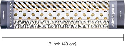 WRAPAHOLIC Gold Birthday Wrapping Paper Roll - Mini Roll - 3 Rolls - 17 Inch x 120 Inch Per roll - Gold Design for Birthday, Baby Shower, Wedding, Party, Holiday