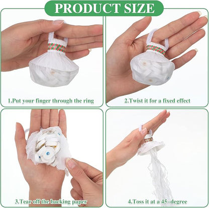 Wettarn 100 Pcs Throw Streamers Confetti Romantic Hand No Mess Streamer Crackers for Christmas Wedding Birthday Party Celebrations Graduation Party Favors(White)