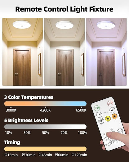 EZVALO Motion Sensor Light Indoor, 10000mAh, 7.1inch, 400LM, Remote Control, Dimmable, LED, Flush Mount, Wireless, Rechargeable, Battery Operated, Cordless, Ceiling Light, Closet Light, No Wiring