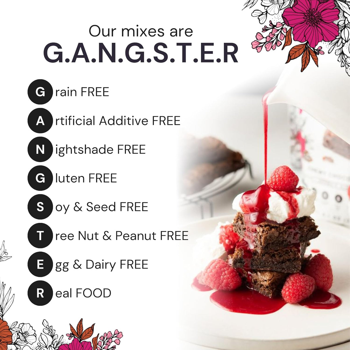 eat G.A.N.G.S.T.E.R. Chewy Choconot Brownie Mix - Allergy-Friendly Baking Mix, Grain-Free, No Dairy, Nuts, Gluten, Dairy - For Paleo & AIP Diets
