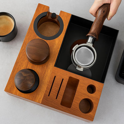 Espresso Tamping Station with Knock Box, for 51-54mm &amp; 58mm Espresso Tools