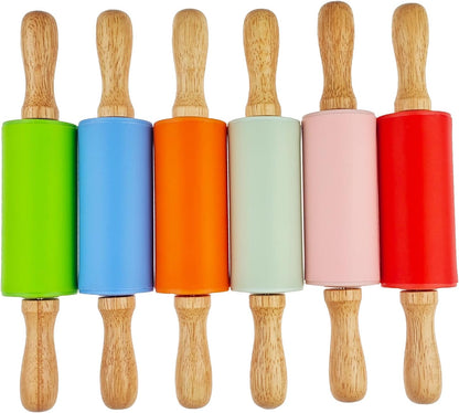 12 Pack Small Rolling Pin for Kids, 9 Inch Kids Rolling Pin for Home Kitchen (6 colors)