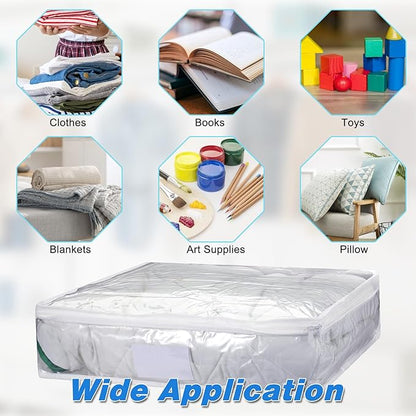 8 Pcs Clear Plastic Storage Bags with Zipper, 16 x 14 x 4 Inch Pvc Sweater Sheet Organizer Waterproof Zippered Clothing Storage Bags for Clothes, Linen, Pillow, Sheets, Blankets