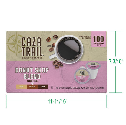Caza Trail Coffee Pods, Donut Shop Blend, Single Serve 100 Count