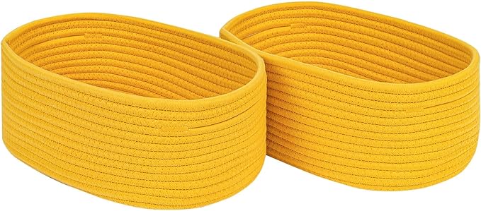 CubesLand Cube Shelf Closet Storage Baskets Bins Set 2,Woven Basket for Organizing/Storage,Long-lasting &Skin-friendly Toy Storage Basket Bin,Stylish Room Decor Basket,Yellow Cotton Rope Basket