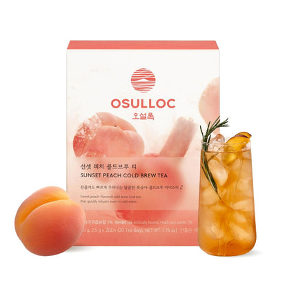Osulloc Sunset Peach Cold Brew Tea, Sweet peach flavored iced tea, Hydration Tea Packets (20ea, 1.76oz)