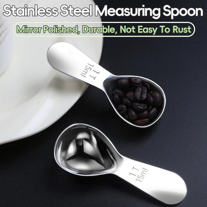 Coffee Scoop 2 tablespoon Measuring Spoons(30ml 2pcs), Ergonomics Design Coffee Scooper 2 tbsp Metal Stainless Steel Manufacture，coffee scoop for